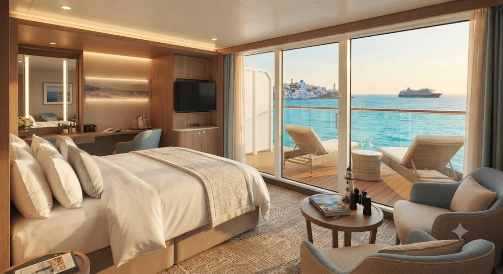 Balcony cabin with ocean view