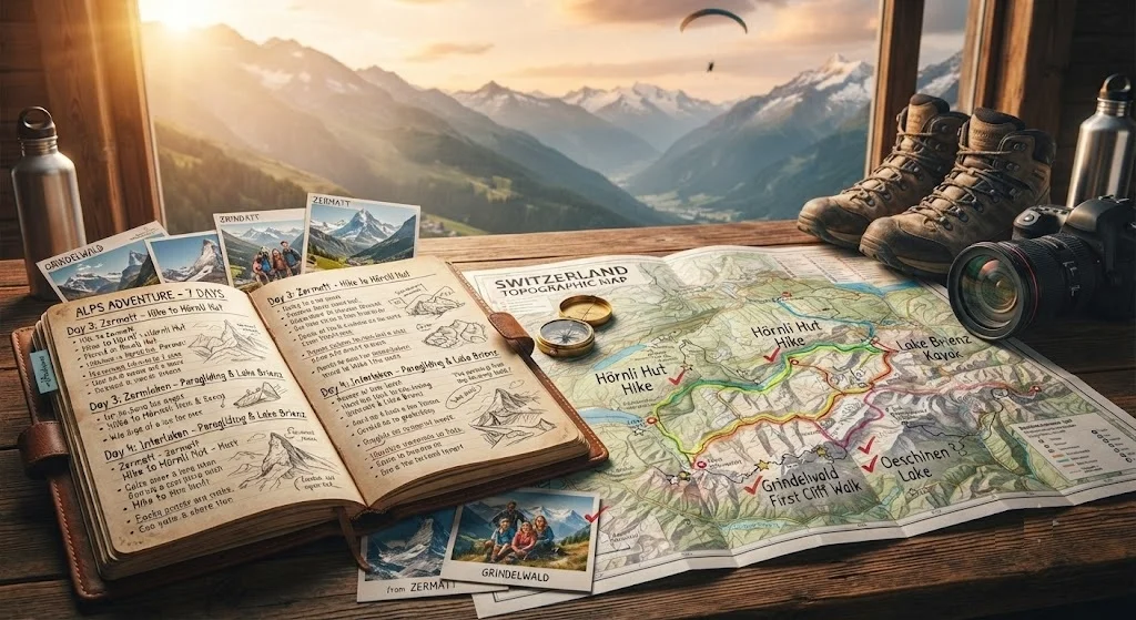 Planning a vacation itinerary with a map